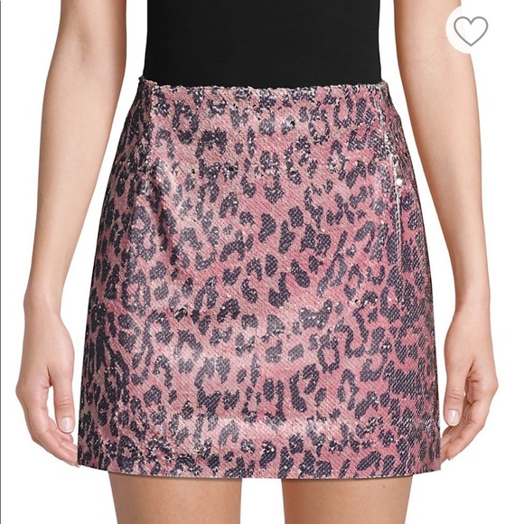 Free People Cheetah-Print Sequin Mini Skirt - Picture 1 of 3